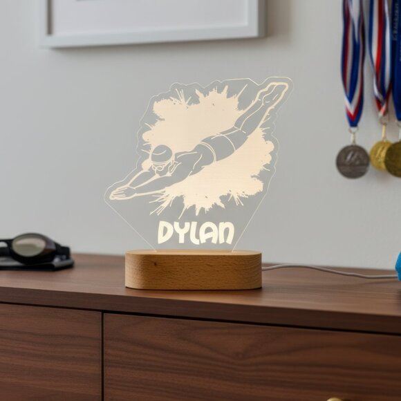 Custom Swimming LED Night Light – Sporty Decor for Swim Fans - Picture 7 of 7
